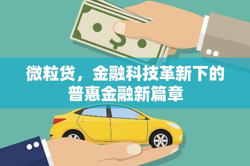 桂平微粒贷，金融科技革新下的普惠金融新篇章