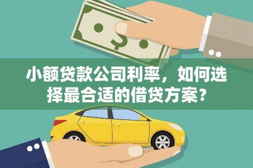 桂平小额贷款公司利率，如何选择最合适的借贷方案？