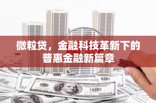桂平微粒贷，金融科技革新下的普惠金融新篇章